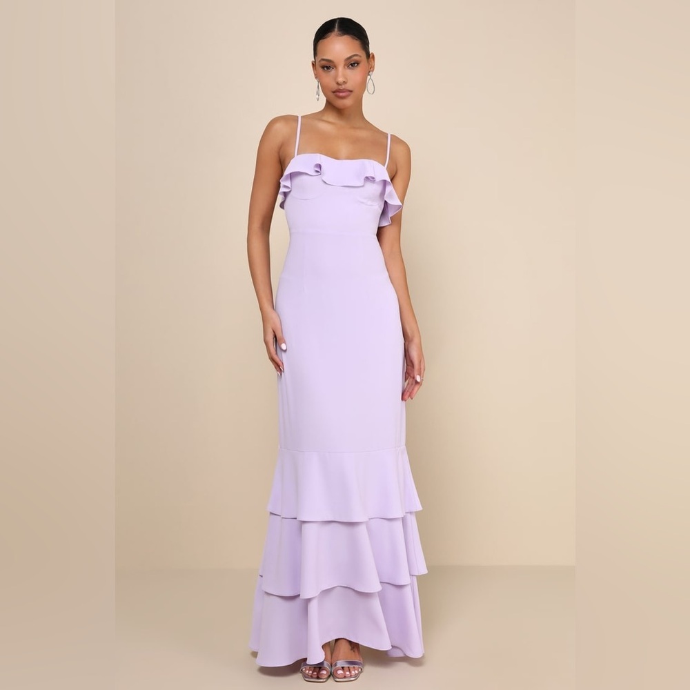 NWT! Lulus Lively Evenings Lavender Sleeveless Tiered Maxi Dress | size XL